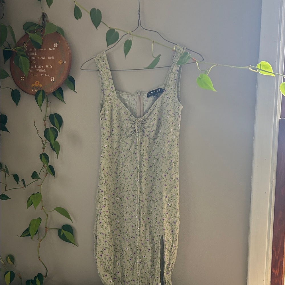 Urban Outfitters Light Green Floral Midi Dress
